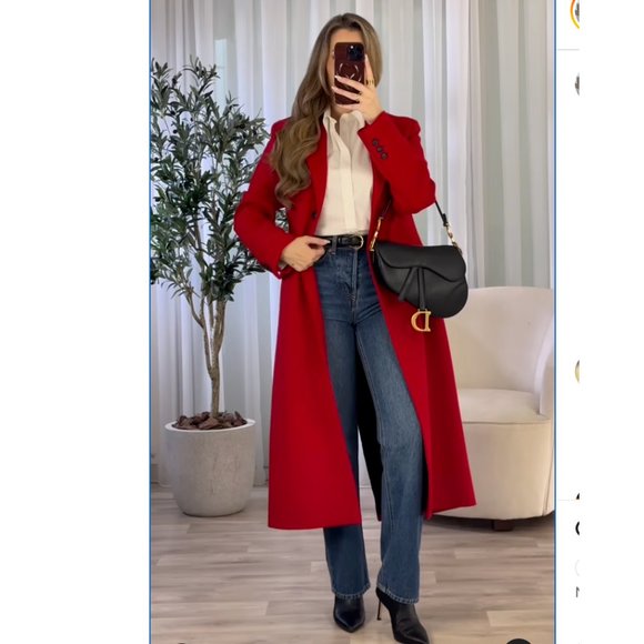 ZARA ZW COLLECTION RED LONG FITTED WOOL COAT XS L REF. 8354/748 - Picture 5 of 12